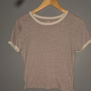 Hollister Women's Short Sleeve Tee Heathered Purple and White